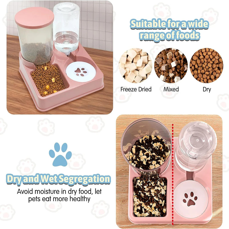 Conjunto de alimentador automático para gatos e dispensador de água, 2 em 1.