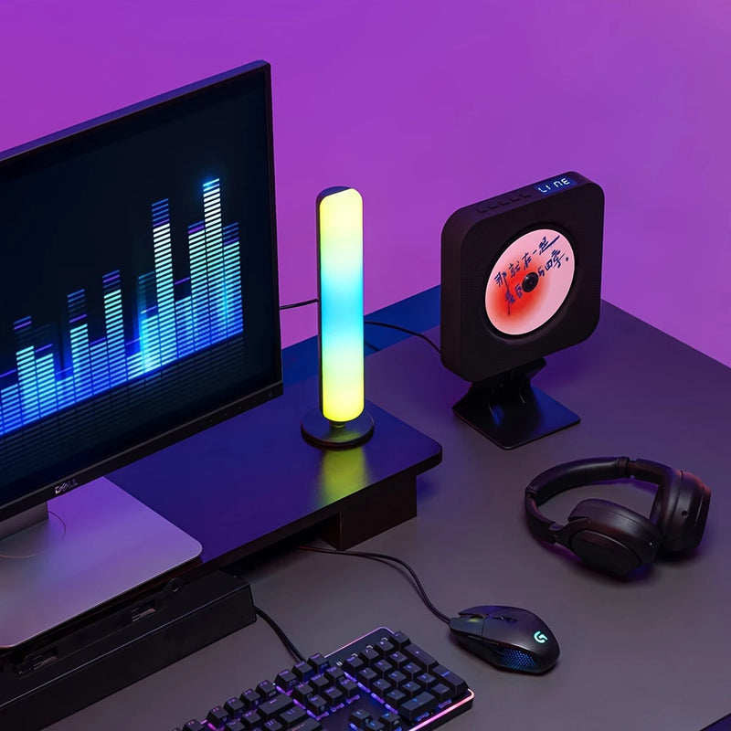 Luzes de captação RGB com ritmo musical, modelo atualizado, recarregável por USB, decoração de Natal, barra de luz RGB para mesa, ritmo musical