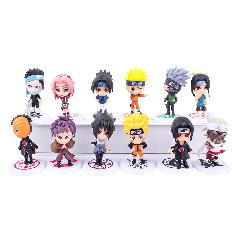 6 peças/lote Naruto Sasuke Gaara Uchiha Madara Mini Figuras