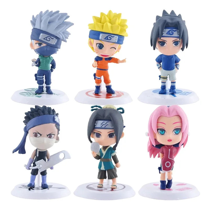 6 peças/lote Naruto Sasuke Gaara Uchiha Madara Mini Figuras