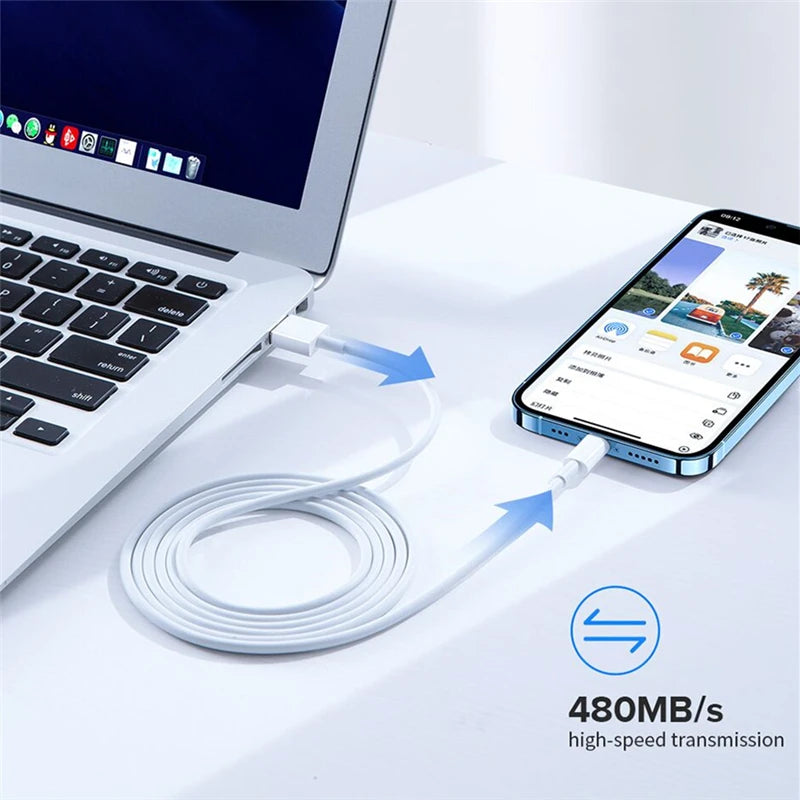 Cabo carregador USB original de qualidade para iPhone 14, 8, 7, 6S Plus, 13, 12 Pro, XS Max, XR SE, cabo de carregamento rápido, linha de sincronização de dados, 1m, 2m, 3m