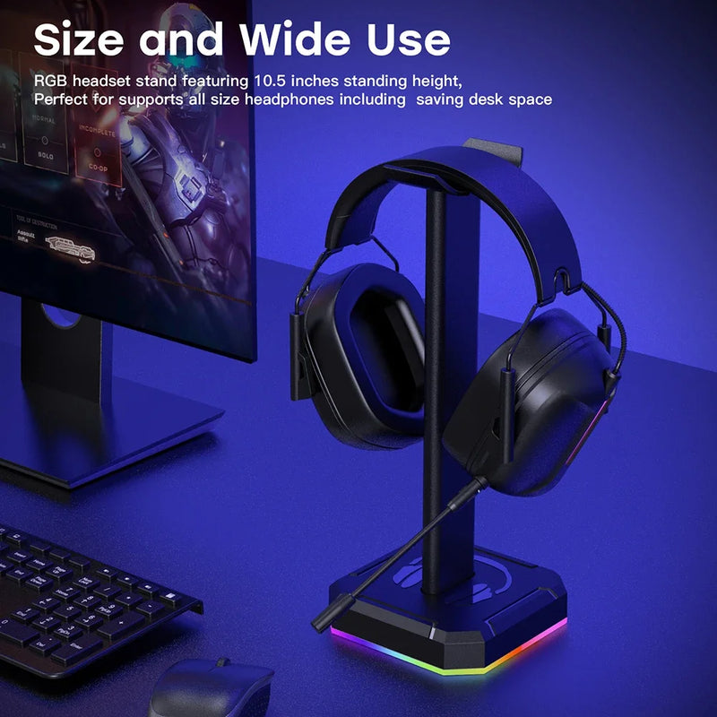 Suporte de Fone de Ouvido com Iluminação RGB – Organização, Estilo e Performance Gamer