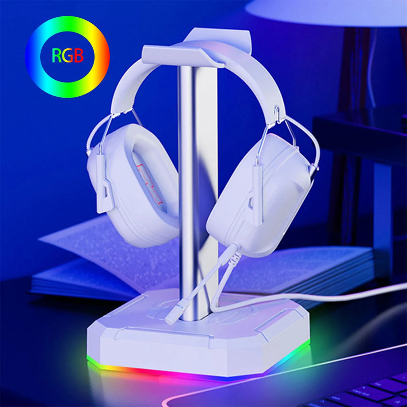 Suporte de Fone de Ouvido com Iluminação RGB – Organização, Estilo e Performance Gamer