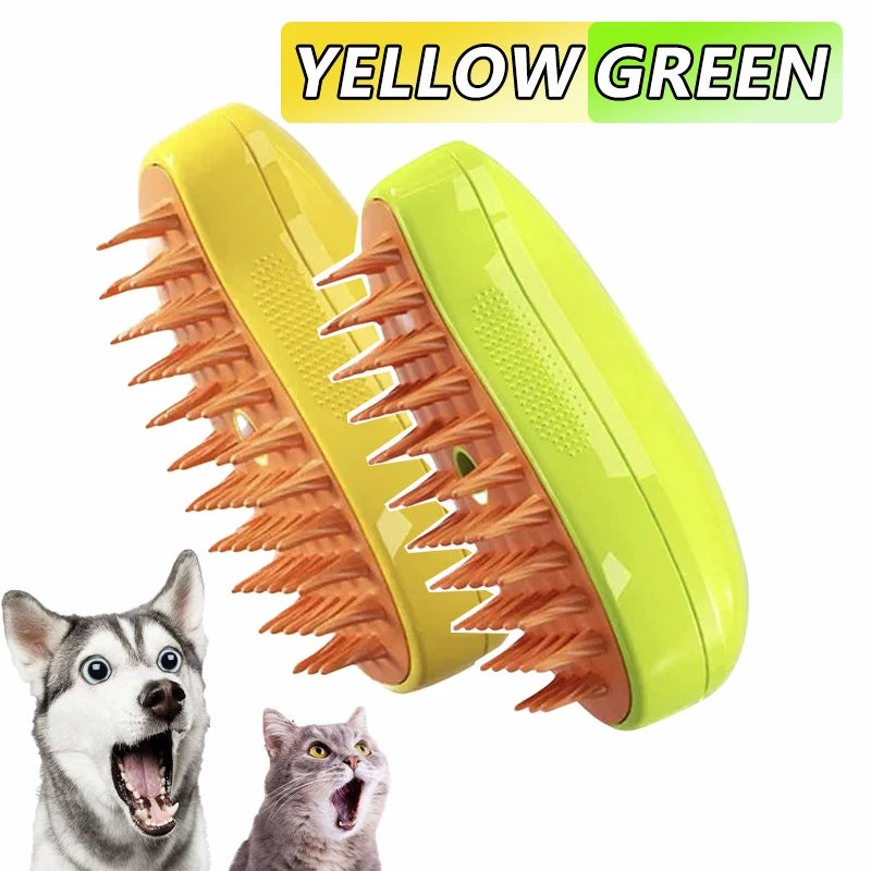 🐾💨 Escova de Vapor para Pets + Massagem + remoção de pelos– Cães e Gatos