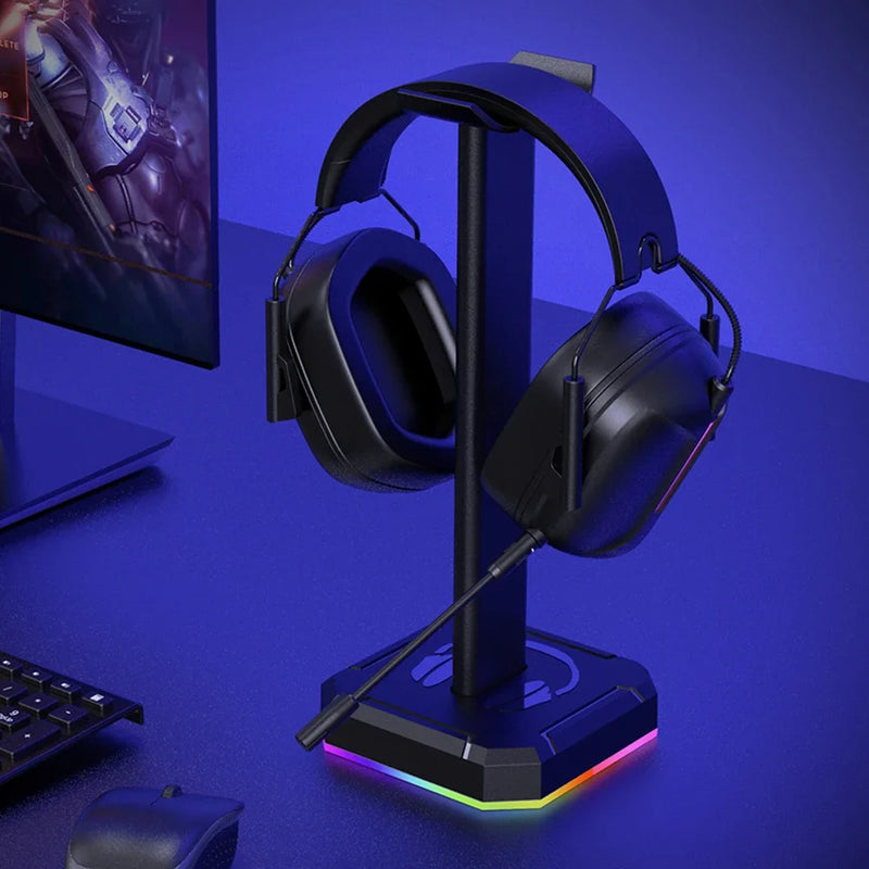 Suporte de Fone de Ouvido com Iluminação RGB – Organização, Estilo e Performance Gamer