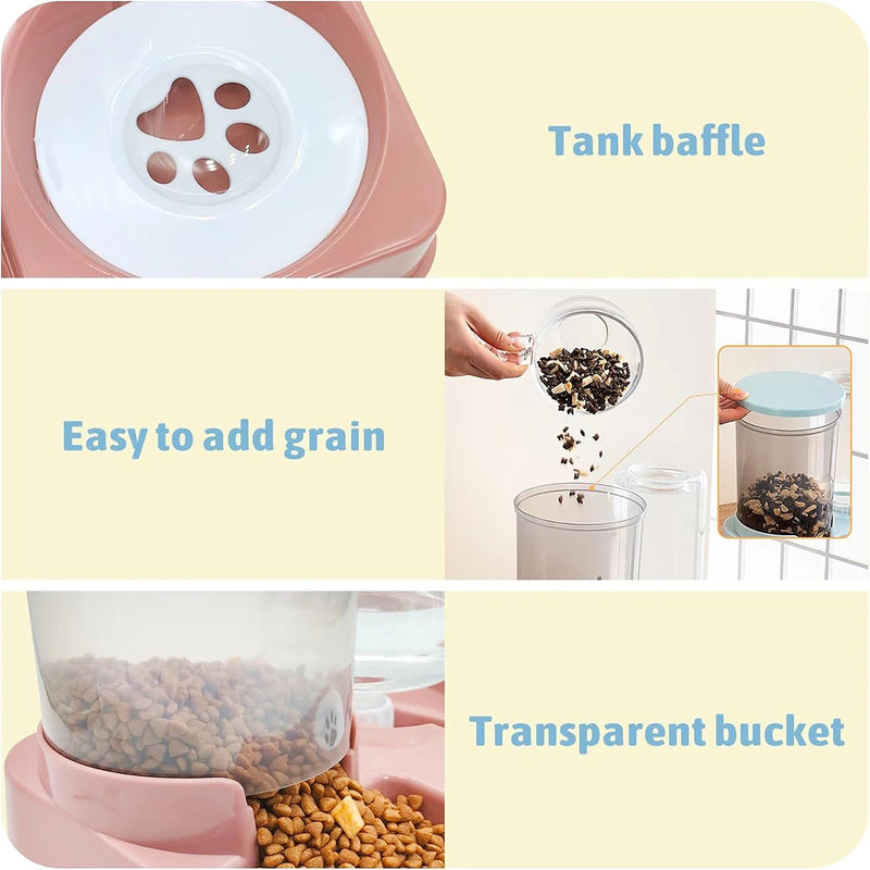 Conjunto de alimentador automático para gatos e dispensador de água, 2 em 1.