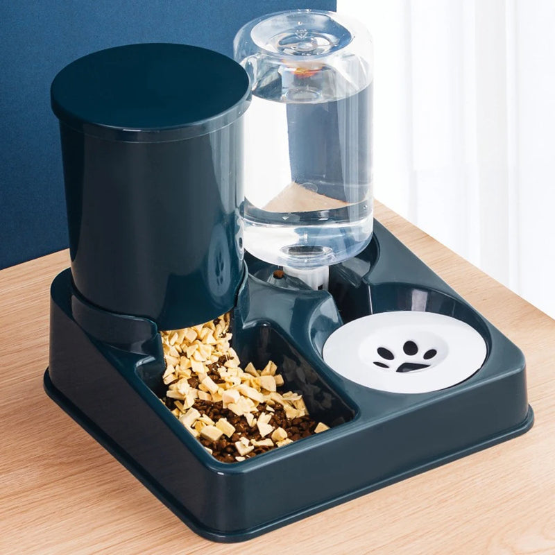 Conjunto de alimentador automático para gatos e dispensador de água, 2 em 1.