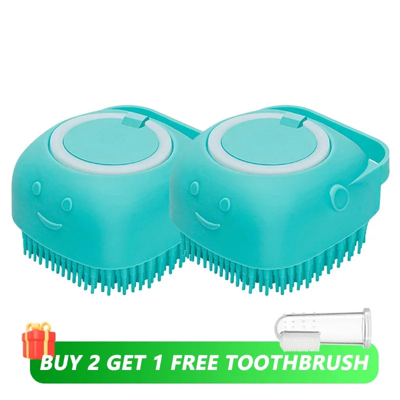 Escova de Banho com Dispensador Para Pet