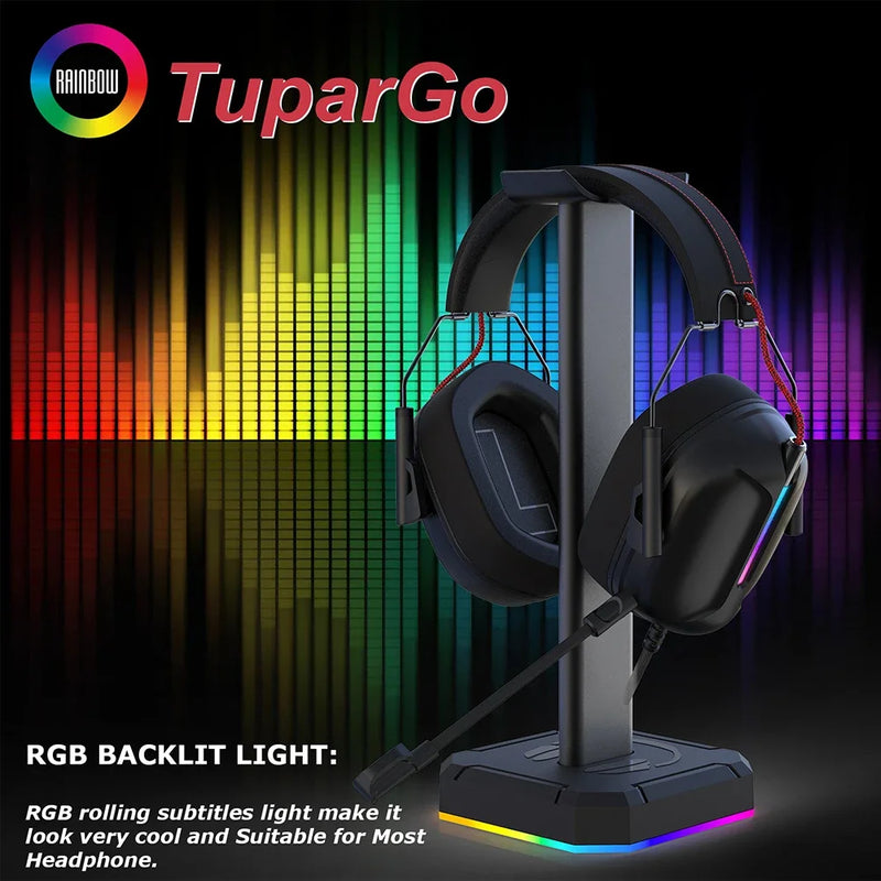 Suporte de Fone de Ouvido com Iluminação RGB – Organização, Estilo e Performance Gamer